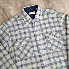 Vintage 70s 80s Arrow Mens L Wool Plaid Flannel Shirt Vtg Outdoor Utility Grunge