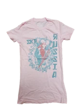 Womens Juniors David & Goliath Ski Russia Pink Novelty Tee T-Shirt 