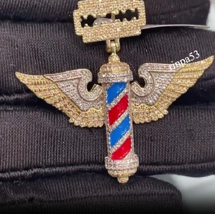 Colgante de moissanita real 925 SS con poste de peluquero esmalte para mujer D/VVS probador que pasa Foto 3 de 4