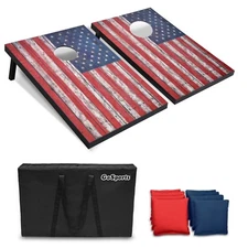 GoSports 3'x2' Foldable American Flag Bean Bag Toss Boards Tailgate Game Set