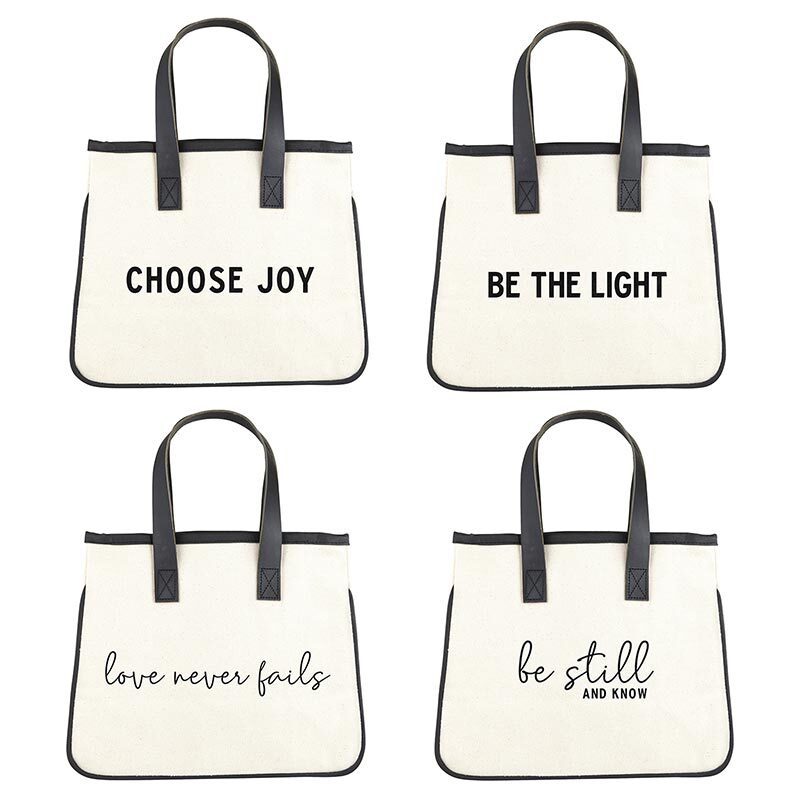 Mini Canvas Tote Bags w/ Genuine Leather Handles Bag, Pack Smart - Pack of 1