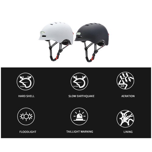 Waterproof Electric Scooter Helmet With Warning Lights Bike LED Light Cap - Picture 14 of 16