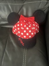 Minnie Mouse Disney Parks Youth Red Polka Dot Cap Hat Snapback with Bow Ears New