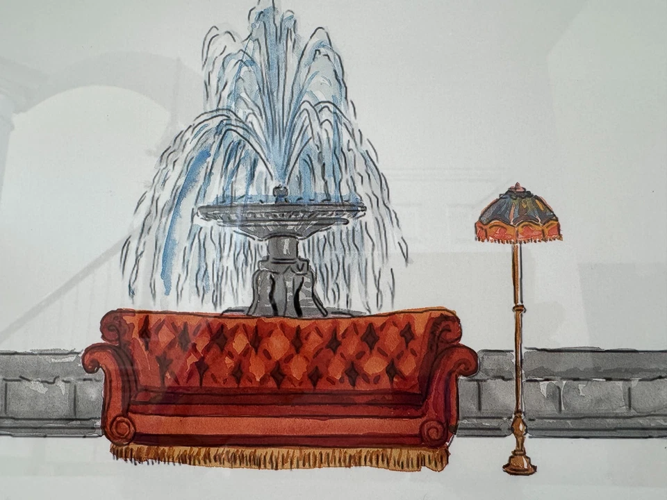 OOAK Pottery Barn Framed Art -Friends TV Show-Inspired Fountain Couch VERY RARE - Image 2 of 4