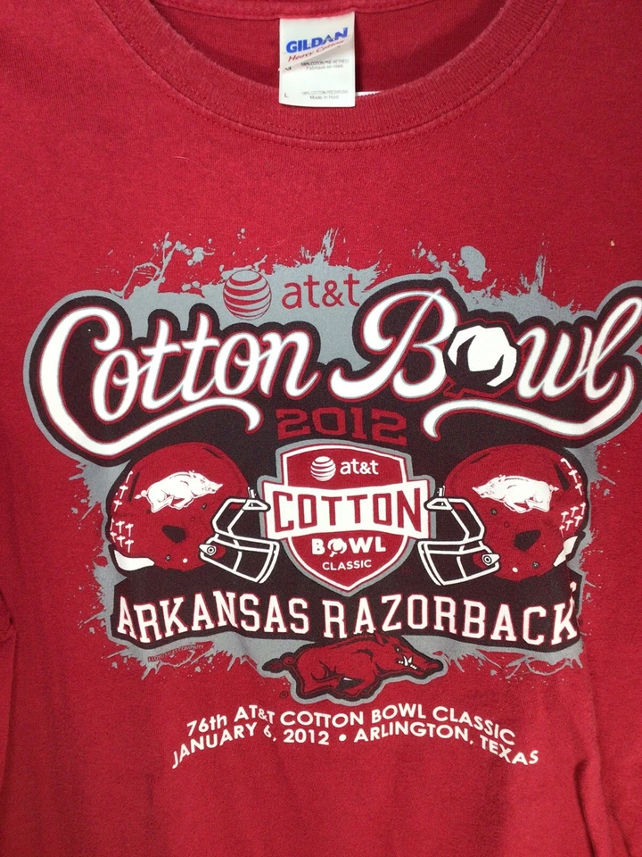 Camiseta grande rara TODA Arkansas Razorbacks 2012 Cotton Bowl Arlington Texas Foto 4 de 4