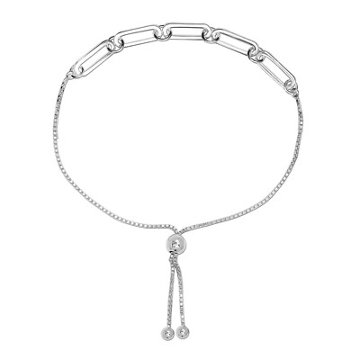 Echt 925 Sterling Silber Schiebe Bolo Armband für Frauen Mädchen Büroklammer ...