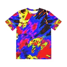 All Over Print T Shirt Psychedelic Neon Tropical Futuristic Tie Dye Art Tee Rave