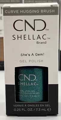 Original CND Shellac Gel UV Nagellack, She s A Gem! Grün Glitzer Neu, Unverpackt
