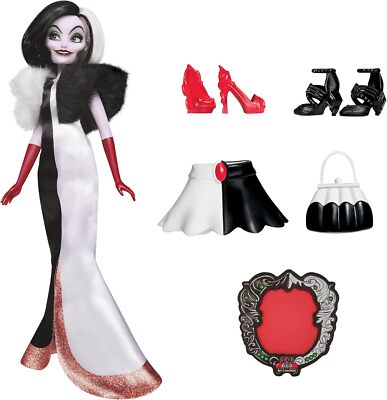 Disney Princess Disney Villains Cruella De Vil Modepuppe, Zubehör und Rem