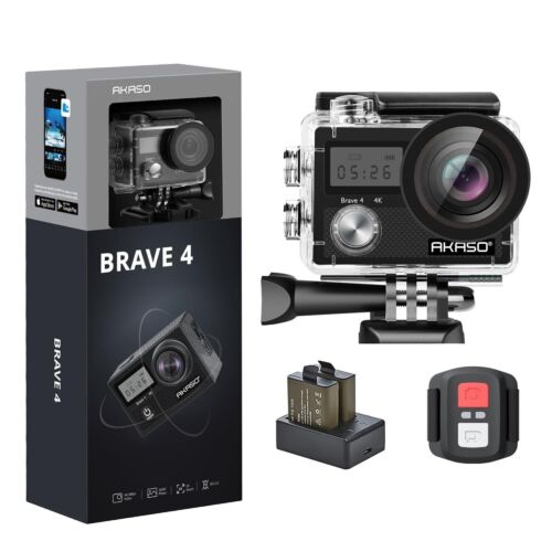 Akaso Brave 4 Actionkamera Unterwasserkamera Ultra HD 20MP 5x Weitwinkel WiFi - Bild 1 von 8