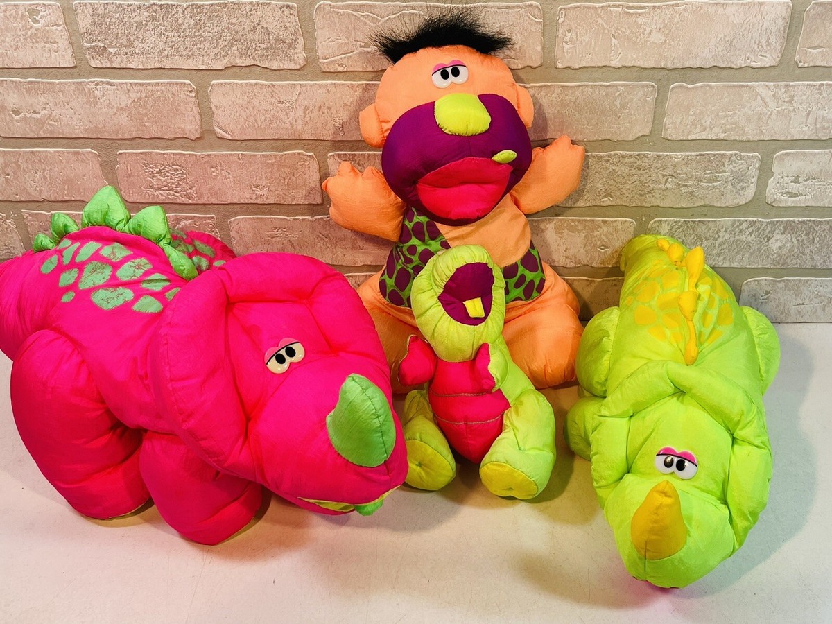 Fisher Price Puffalump Dino Roar Dinosaur Plush Lot 4 Caveman T