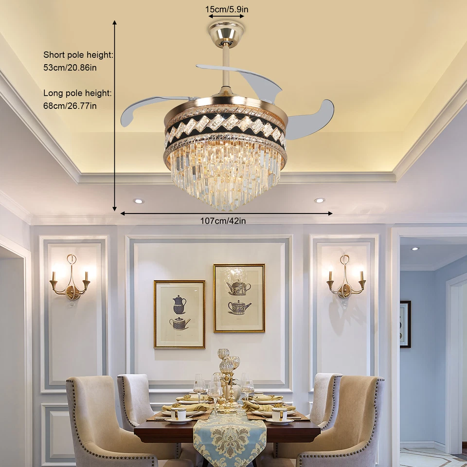 42In Ceiling Fan With  Lights, Remot, Led Light 6 Gears 3000k-4500k-6000k Color - Image 2 of 4