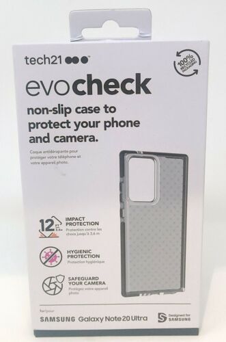 Tech21 Evo Check Case for Galaxy Note20 Ultra 5G, Smokey Black Gel Non-Slip