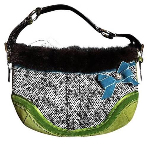NWT Coach Ltd Ed Tweed Suede Exotic Python Mink Fur Sm Hobo