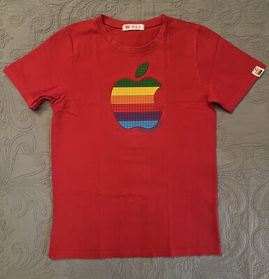 Vintage Apple Mac Logo T-Shirt, 3D Gummierung, XS/S