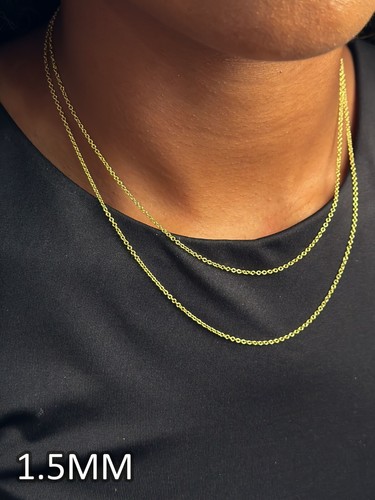 14k SOLID Gold Rolo Link 1.2mm 1.5mm 2mm Chain Curb Necklace 16" 18" 20" - Italy - Picture 12 of 13