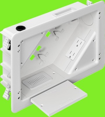 in-Wall TV Box with Flange 11.9'' x 8.4'' Cord Hider for Wall Mounted TV, 2 Outlet