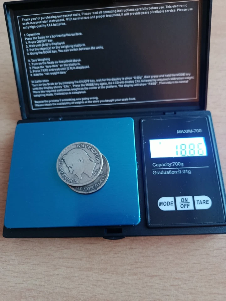 2 Pièces De 2 Francs Napoléon En Argent Poids 18,87g - Photo 3/3