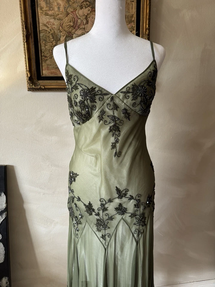 VTG 90s Adrianna Papell Sage Dress | Viral Pinterest Gown | Size 10 (Fits 6–8) - Image 2 of 4