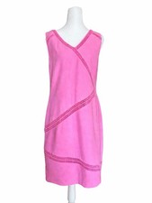 BANANA REPUBLIC Pink Lace Trim Sleeveless Sheath V Neck Dress 6 Classic