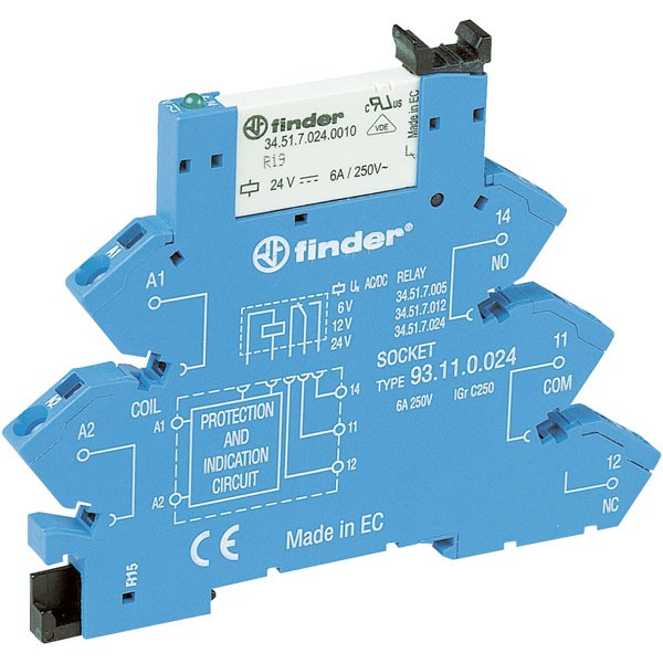 Finder Relay Module 6A SPDT-CO 24VDC AgNi