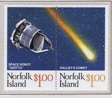 1986 Norfolk Island Halley's Comet & Giotto Satellite Stamps MNH