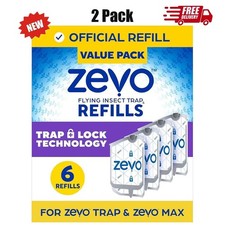 2Pcs Zevo Flying Insect Trap Refill Cartridges Easy to Use 12 Refill Cartridges