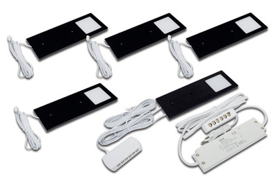 HERA LED ECO-PAD F 3Watt schwarz 5er Set, 3000K, ww