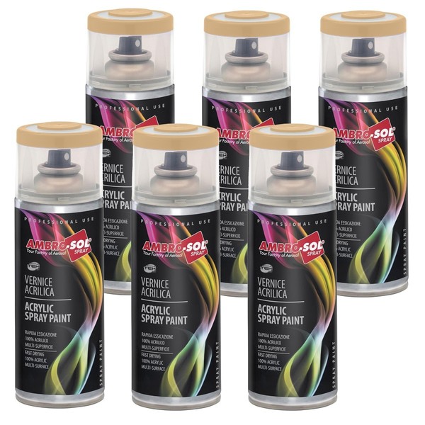 6X Ambro-Sol SprüHfarbe GläNzend Beige Innen AußEn Universal V4001001-image