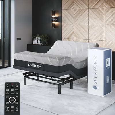 Sven & Son Bliss Adjustable Bed Frame & 14'' Hybrid Mattress - Queen