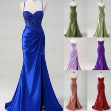 Bridesmaid Dresses with Belt Spaghetti Straps Silk Satin Beaded Evening Dress