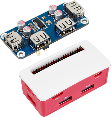 USB HUB HAT Board with ABS Case Box for Raspberry Pi Zero 2W/2WH/Zero