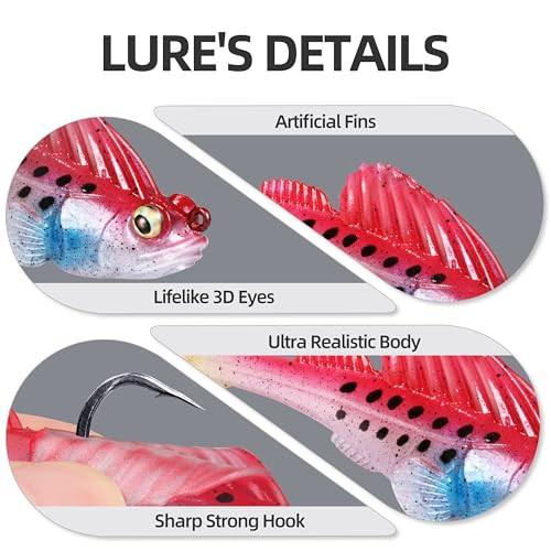 Pre-Rigged Soft Fishing Lures 10PCS, Jig Head Paddle Tail Swimbaits for - Picture 5 of 7
