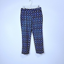 NWT Liverpool Geometric Print Kelsey Slim Fit Trouser Blue White Women 6/28
