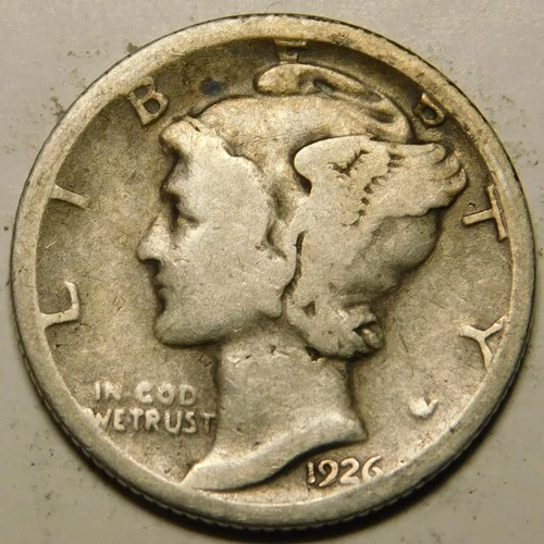 1926 S Mercury Dime 90% Silver G-VG  "Actual Coin Pictured- Not Cleaned"