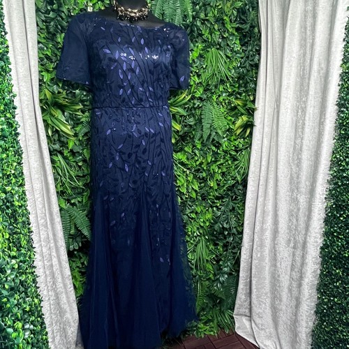 Ever Pretty Dress 3XL Blue Evening Maxi Sequins Formal Gown Short Sleeve 2905 - Picture 3 of 9