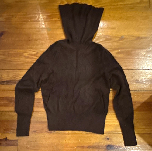 Anne Klein Sport Women’s L 100% Cashmere Brown Cable Knit Cowl Neck Sweater