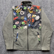 The North Face Boys Fleece Jacket Size M 10/12 Gray Sticker Print Full Zip Out