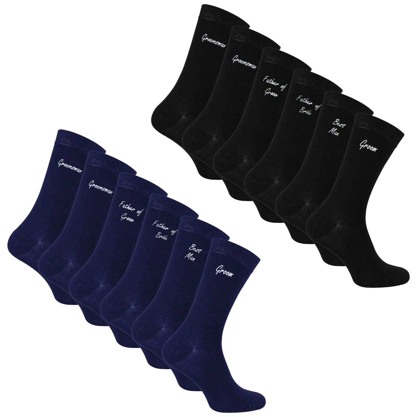 6 Pairs Mens Wedding Socks in Black and Navy with a Giftbox by Sock Snob