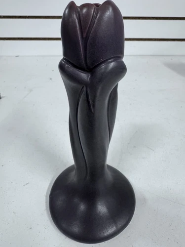 Van Briggle Pottery  Lilac Blue Tulip Bud Vase Candle Stick Holder 8” Signed BH