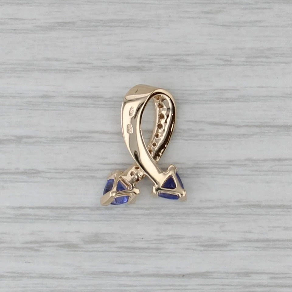 0.88ctw Tanzanita Diamante Soporte Cinta Colgante 14k Oro Amarillo - Imagen 2 de 4
