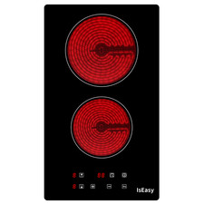 Glaskeramik Kochfeld 2 Platten Rahmenlos Timer TouchControl Einbau Schwarz 3000W