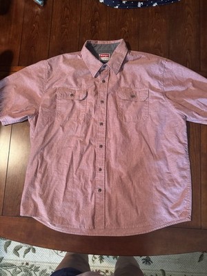 Wrangler Men's Red/Mauve Short Sleeve Button Down Shirt Comfort Flex 2XL EUC