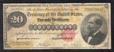 FR. 1178 1882 $20 TWENTY DOLLARS &ldquo;GARFIELD&rdquo; GOLD CERTIFICATE CURRENCY NOTE