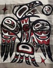 Bill Helin Vintage 100% Silk Scarf Tsimshian Raven Art Burgundy Black 14''x 59'' — photo 7