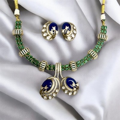 ''Handgefertigter Moissanit Polki Kundan Designer Brautschmuck | Statement Set''