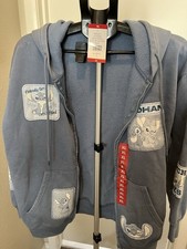 Disney Stitch Women s XL Blue Graphic Print Fleece Full Zip Hoodie w/ Pockets
