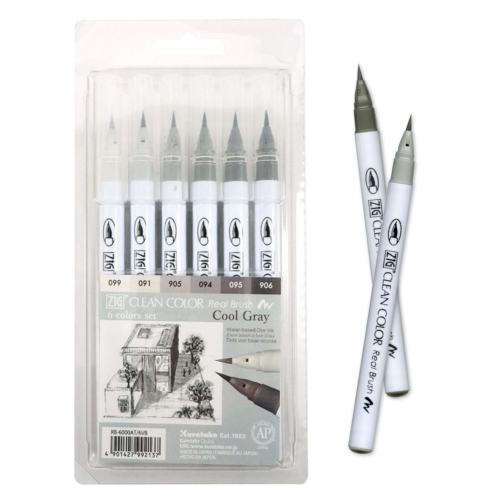 Kuretake ZIG Clean Color Real Brush Marker, Flexible Brush Tips, Watercolor Pens