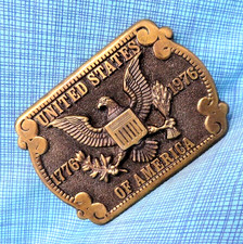 United States Of America Belt Buckle 200 Yrs Eagle Shield Vtg 70s Adezy .TAZ850