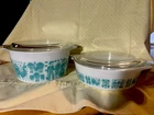 Set of 2 Vintage PYREX Amish Butterprint 471 & 473 Casserole Dishes Bowls w Lids
